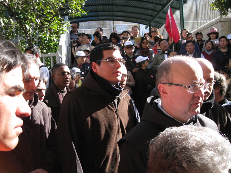 Franciscan monks leading Stations of the Cross